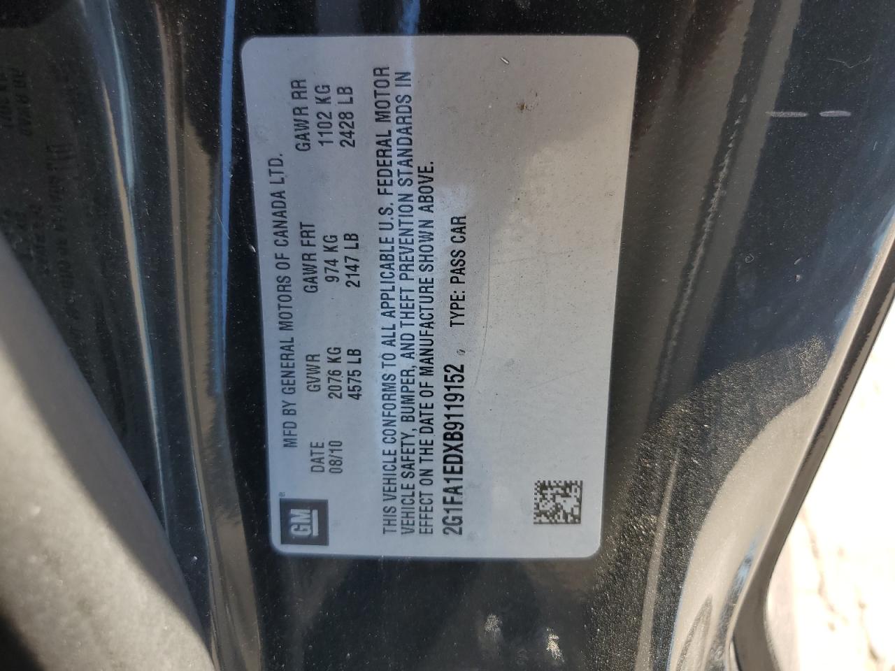 2011 Chevrolet Camaro Ls VIN: 2G1FA1EDXB9119152 Lot: 86472775