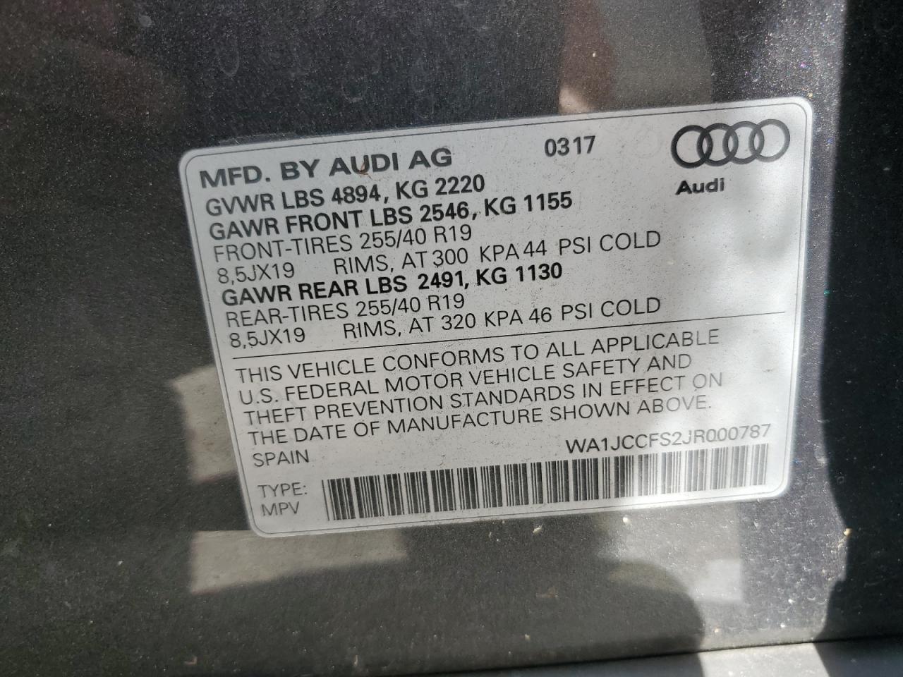 2018 Audi Q3 Premium Plus VIN: WA1JCCFS2JR000787 Lot: 85505825