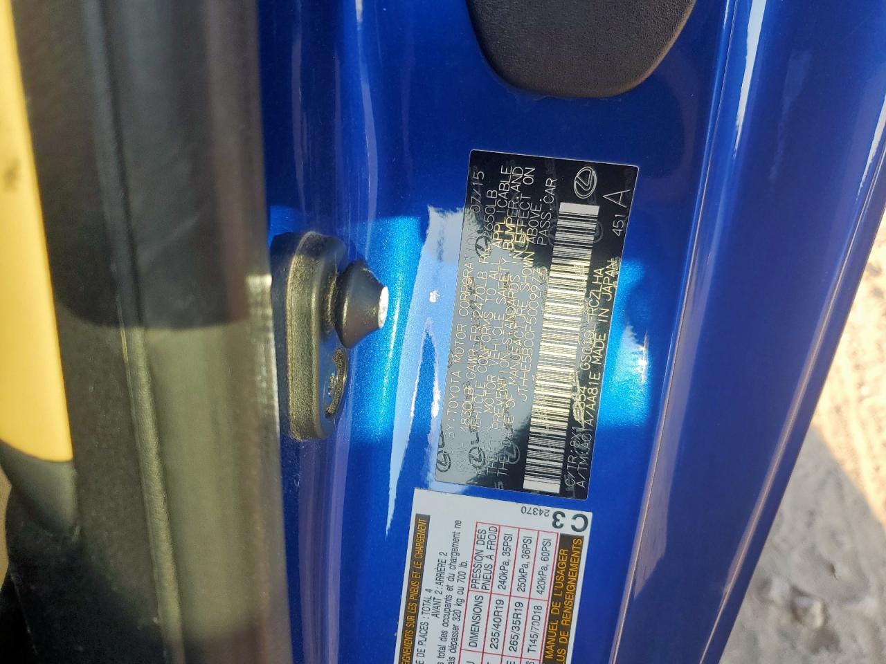 2015 Lexus Rc 350 VIN: JTHHE5BC0F5009977 Lot: 85409215