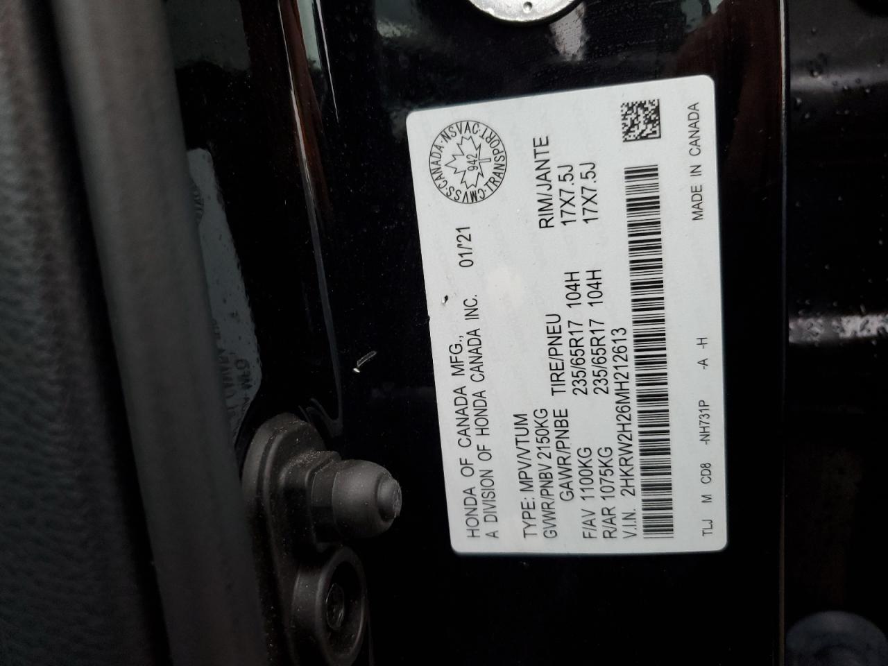 2021 Honda Cr-V Lx VIN: 2HKRW2H26MH212613 Lot: 85569795