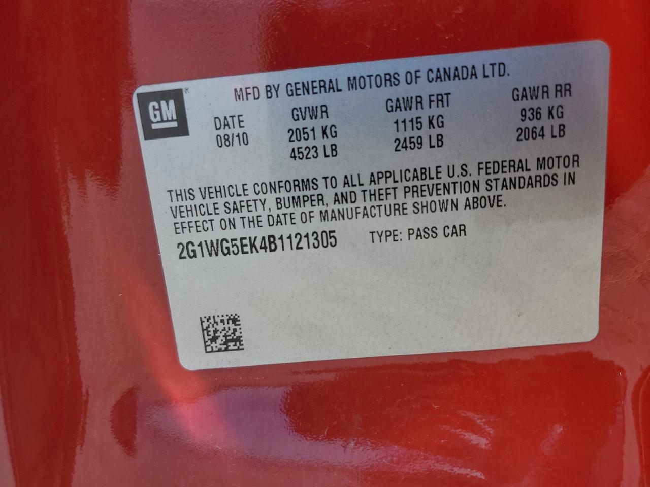 2011 Chevrolet Impala Lt VIN: 2G1WG5EK4B1121305 Lot: 86217025