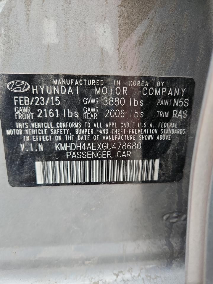 2016 Hyundai Elantra Se VIN: KMHDH4AEXGU478680 Lot: 85748485