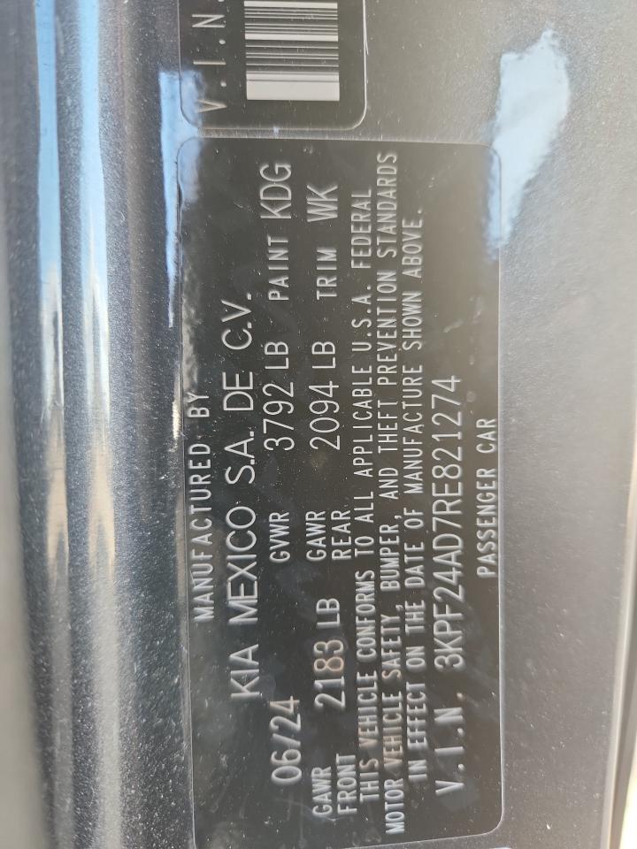 2024 Kia Forte Lx VIN: 3KPF24AD7RE821274 Lot: 86705015