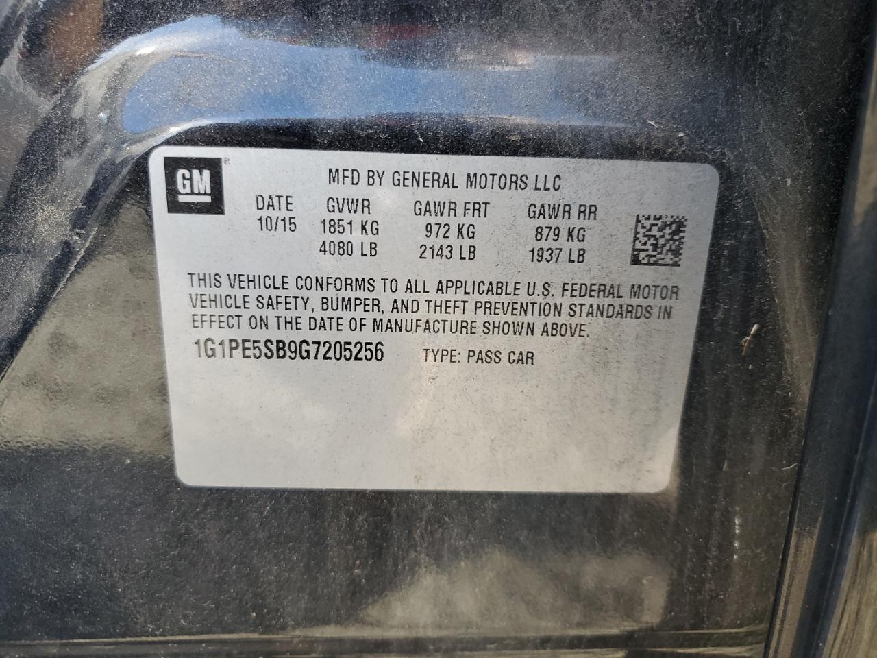 2016 Chevrolet Cruze Limited Lt VIN: 1G1PE5SB9G7205256 Lot: 84465615