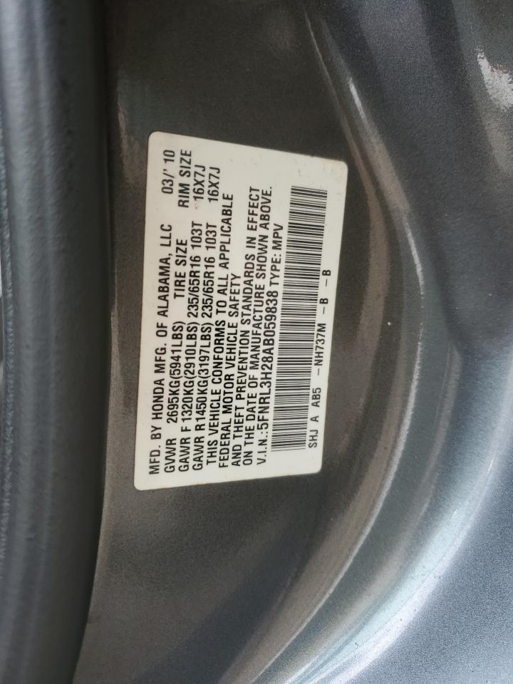2010 Honda Odyssey Lx VIN: 5FNRL3H28AB059838 Lot: 86174855