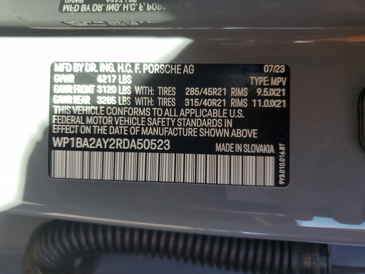 2024 Porsche Cayenne Coupe VIN: WP1BA2AY2RDA50523 Lot: 89669265