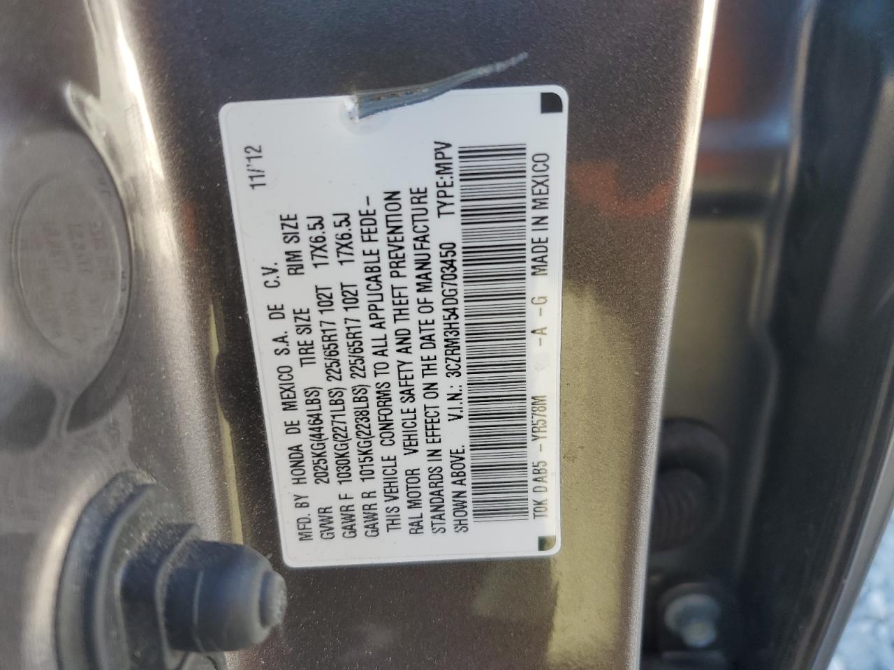 2013 Honda Cr-V Ex VIN: 3CZRM3H54DG703450 Lot: 84456295