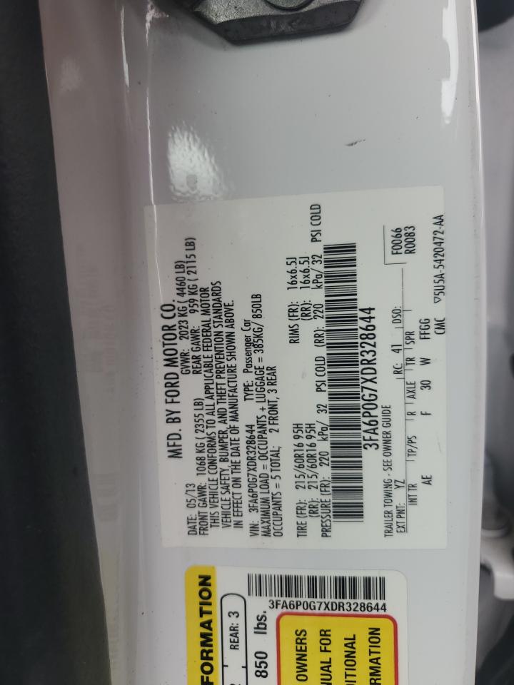 2013 Ford Fusion S VIN: 3FA6P0G7XDR328644 Lot: 81832165