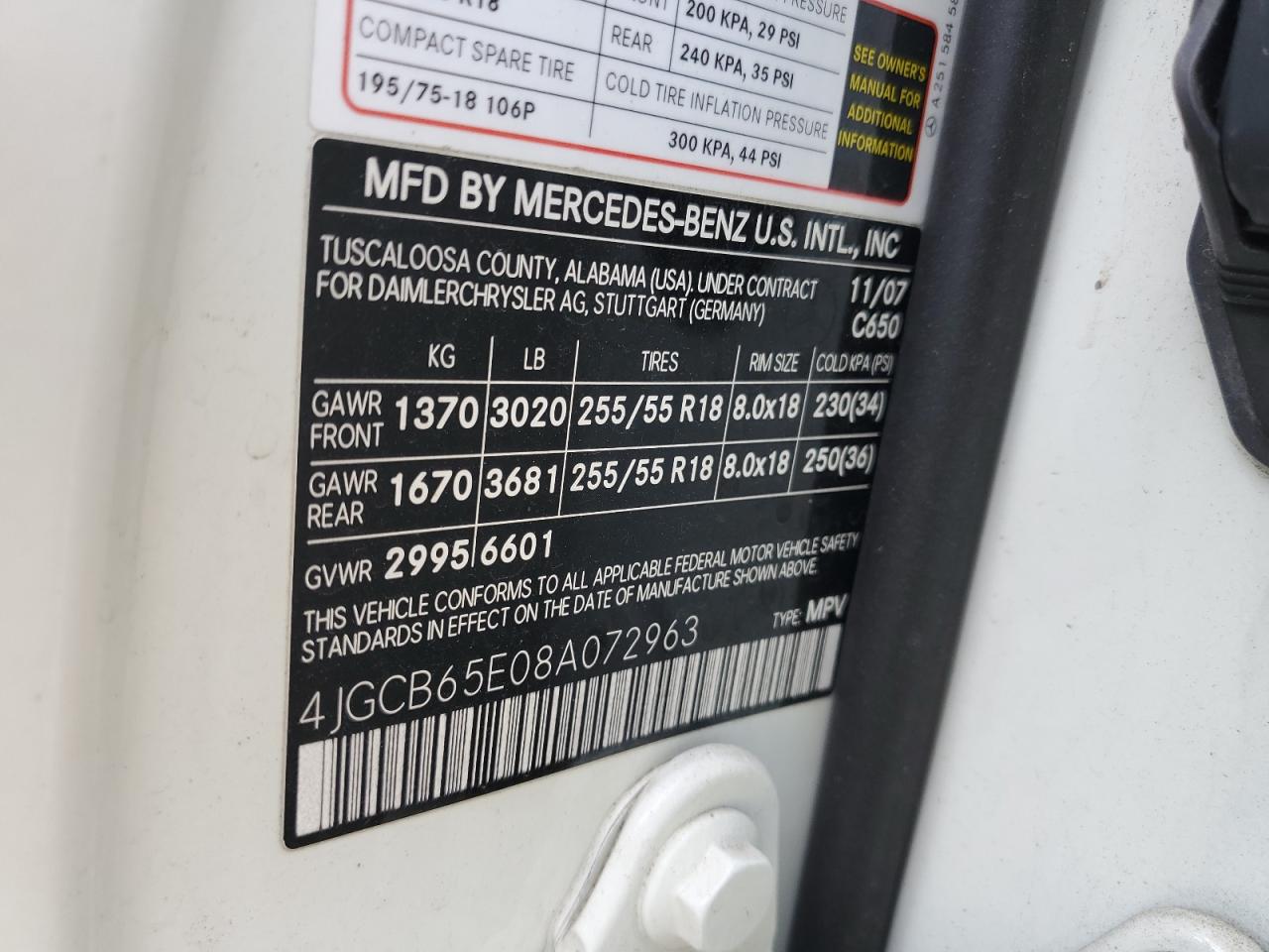 2008 Mercedes-Benz R 350 VIN: 4JGCB65E08A072963 Lot: 89853745