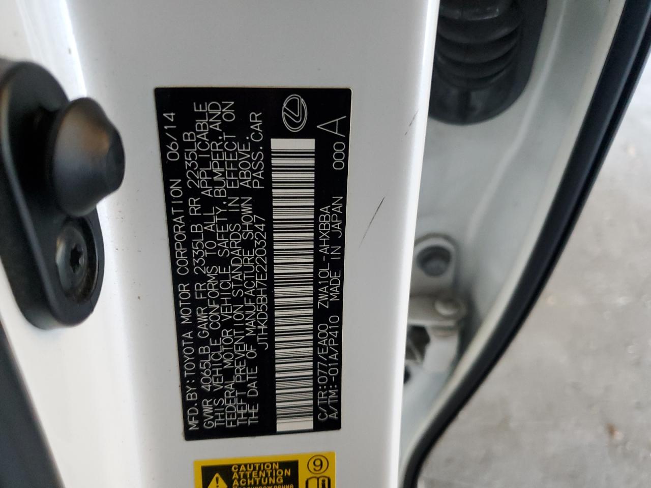 2014 Lexus Ct 200 VIN: JTHKD5BH7E2203247 Lot: 90097575