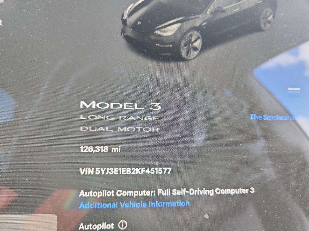 2019 Tesla Model 3 VIN: 5YJ3E1EB2KF451577 Lot: 85944345