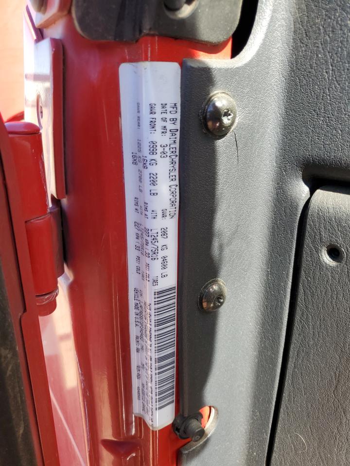 2003 Jeep Wrangler / Tj Rubicon VIN: 1J4FA69S73P349483 Lot: 89472295