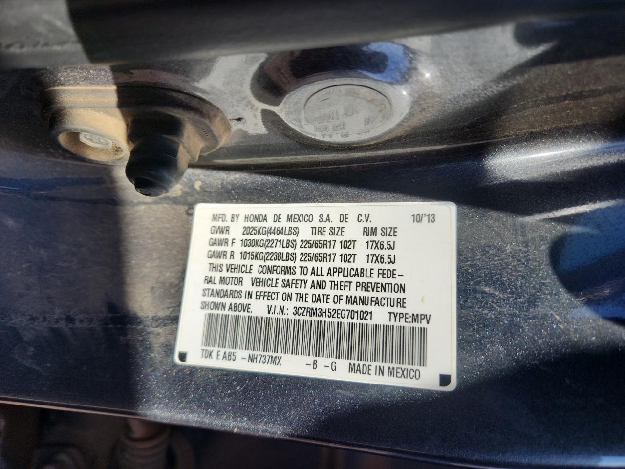 2014 Honda Cr-V Ex VIN: 3CZRM3H52EG701021 Lot: 82762495