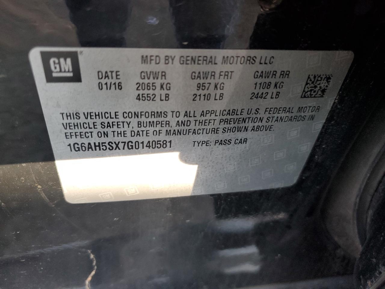 2016 Cadillac Ats Luxury VIN: 1G6AH5SX7G0140581 Lot: 86164775