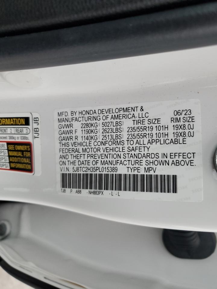 2023 Acura Rdx VIN: 5J8TC2H35PL015389 Lot: 89572505