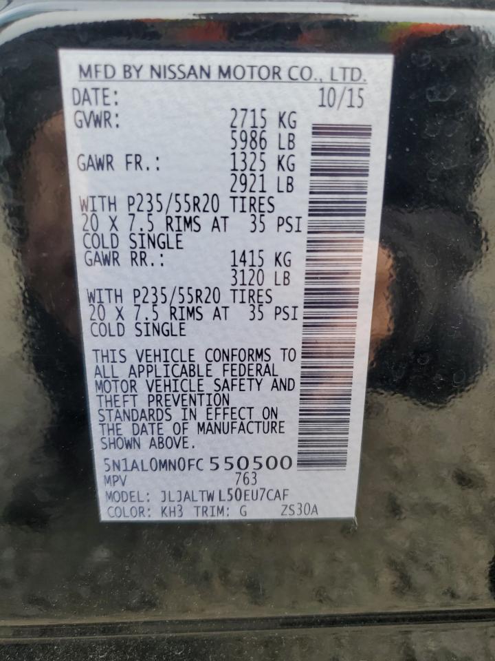 2015 Infiniti Qx60 VIN: 5N1AL0MN0FC550500 Lot: 82354385