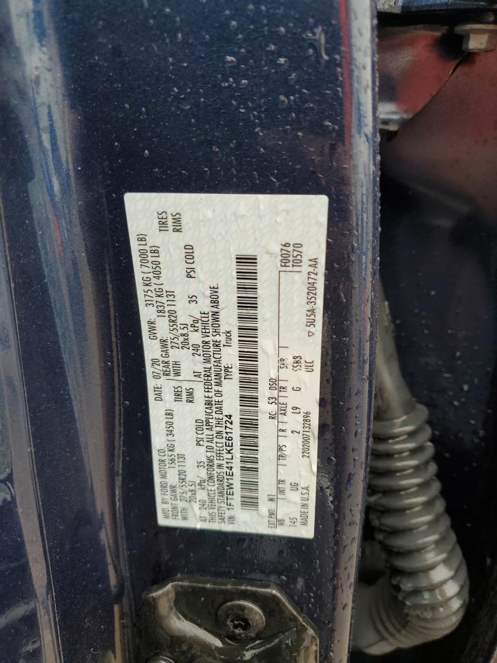 2020 Ford F150 Supercrew VIN: 1FTEW1E41LKE61724 Lot: 89882805