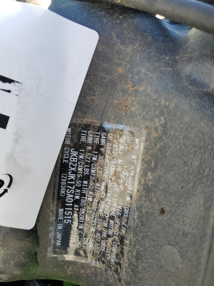 2025 Kawasaki Zx636 K VIN: JKBZXJK17SA011515 Lot: 86097765