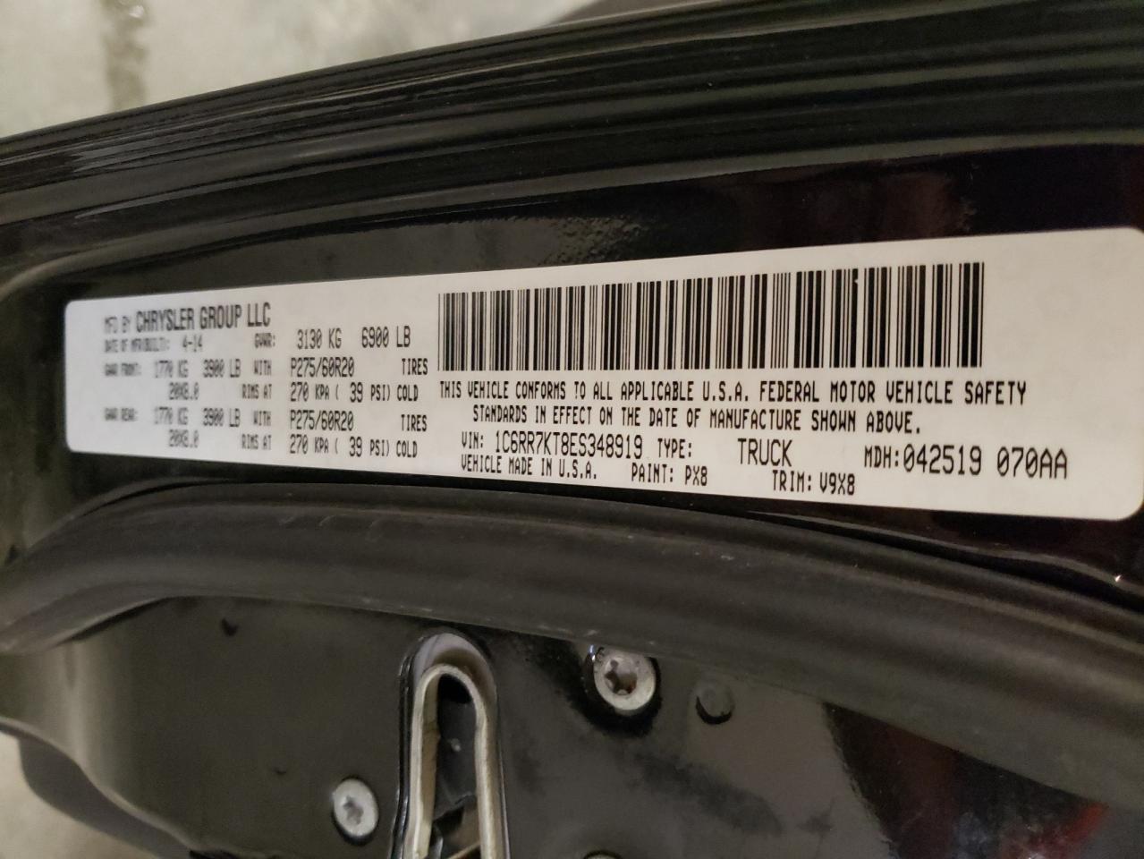 2014 Ram 1500 St VIN: 1C6RR7KT8ES348919 Lot: 82223275