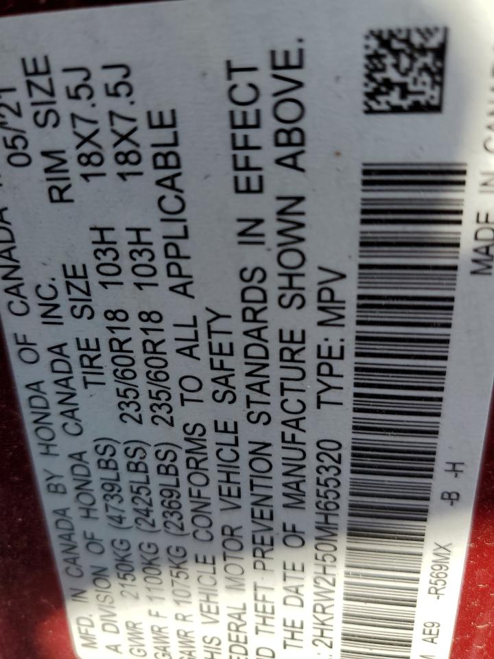 2021 Honda Cr-V Ex VIN: 2HKRW2H50MH655320 Lot: 86696945