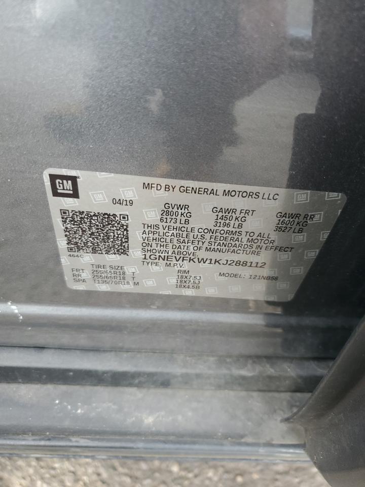 2019 Chevrolet Traverse Ls VIN: 1GNEVFKW1KJ288112 Lot: 89886265