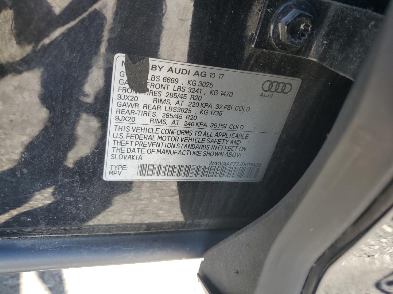 2018 Audi Q7 Prestige VIN: WA1VAAF77JD019436 Lot: 84003645