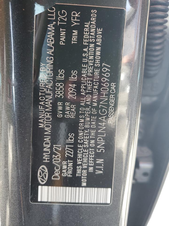 2022 Hyundai Elantra Sel VIN: 5NPLN4AG7NH069697 Lot: 84554215