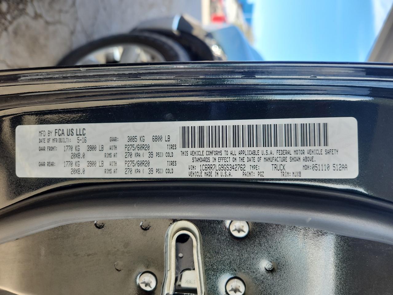 2016 Ram 1500 Slt VIN: 1C6RR7LG9GS342762 Lot: 81754185