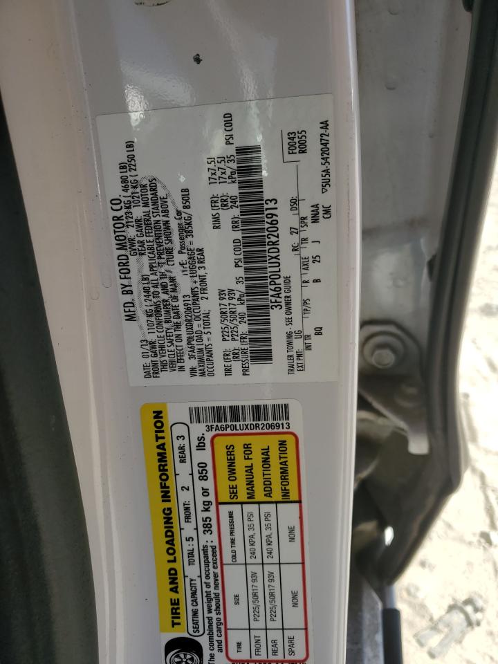 2013 Ford Fusion Se Hybrid VIN: 3FA6P0LUXDR206913 Lot: 89709695