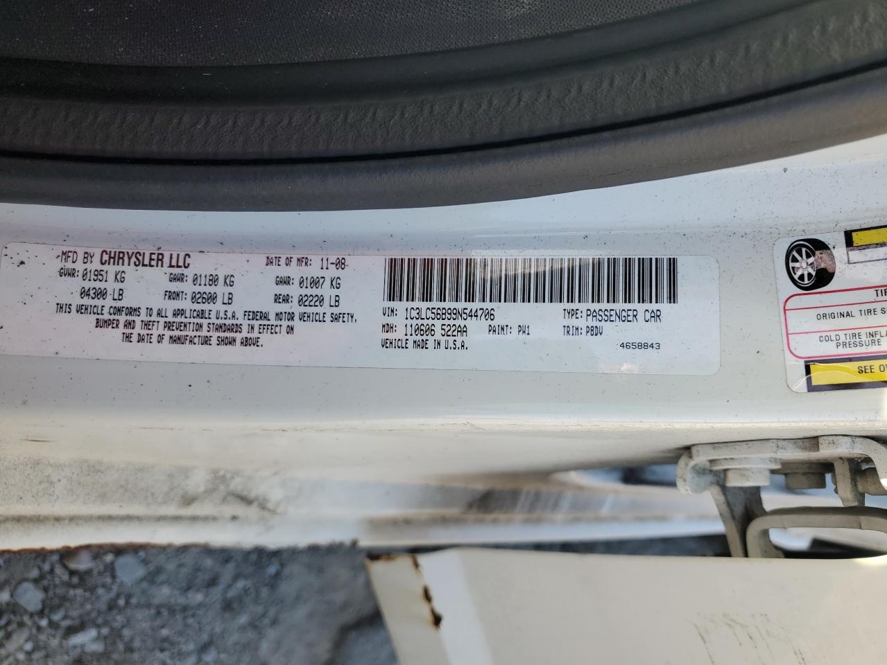 2009 Chrysler Sebring Touring VIN: 1C3LC56B99N544706 Lot: 86330285