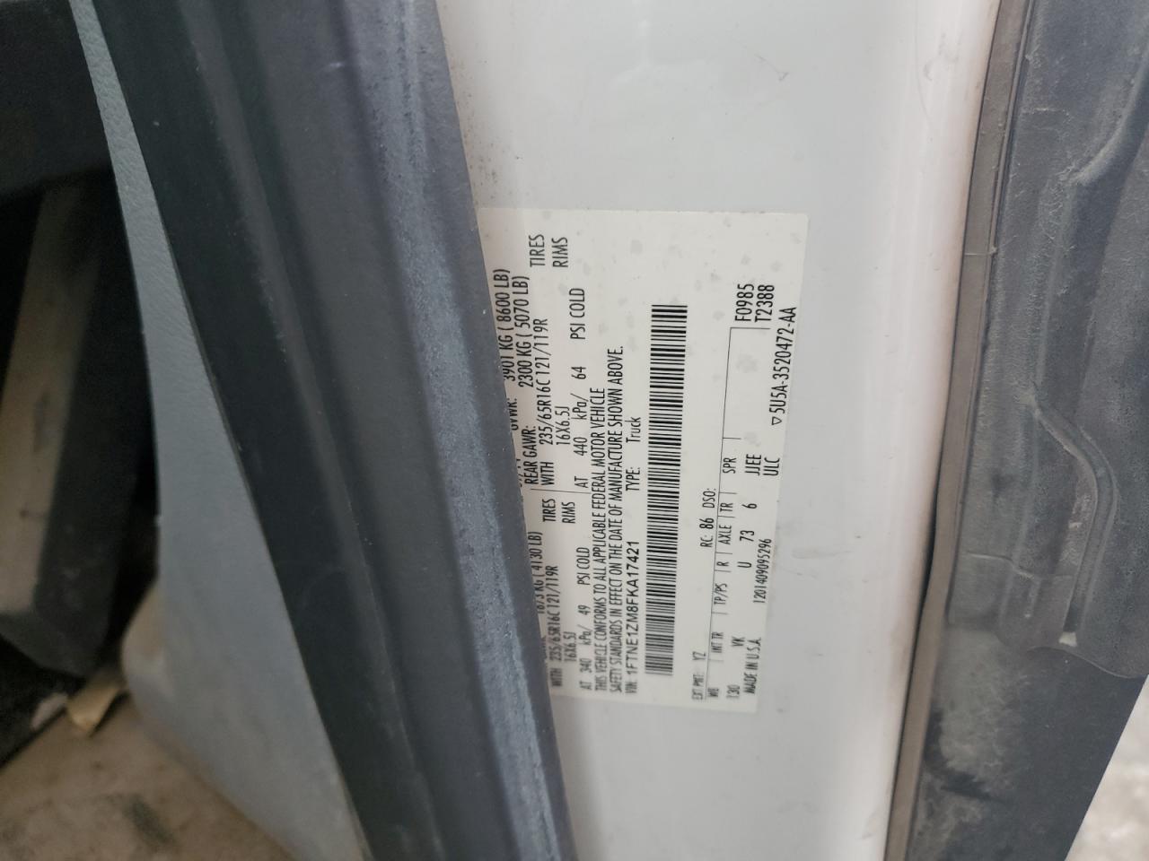 2015 Ford Transit T-150 VIN: 1FTNE1ZM3FKA28262 Lot: 84196345