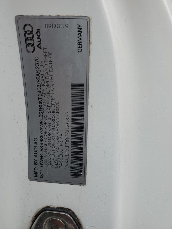 2012 Audi A5 Premium Plus VIN: WAULFAFR0CA025337 Lot: 90913685