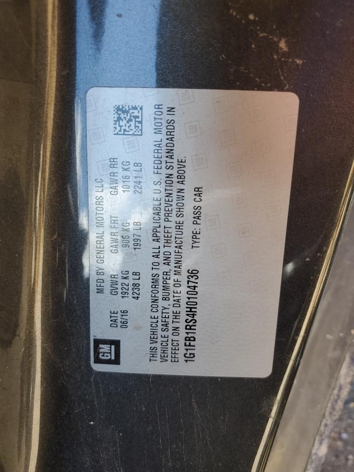 2017 Chevrolet Camaro Lt VIN: 1G1FB1RS4H0104736 Lot: 84879485