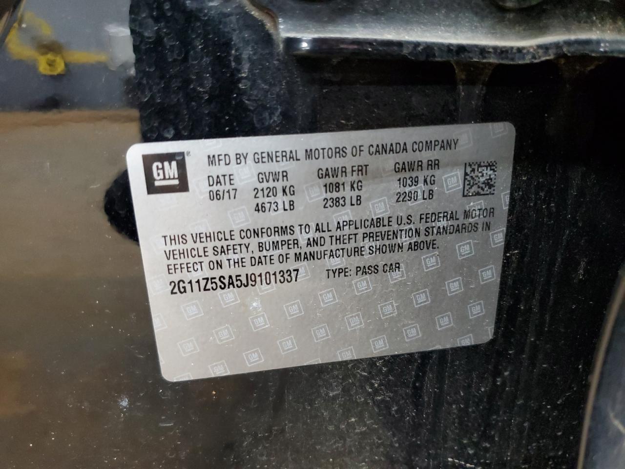 2018 Chevrolet Impala Ls VIN: 2G11Z5SA5J9101337 Lot: 81935365