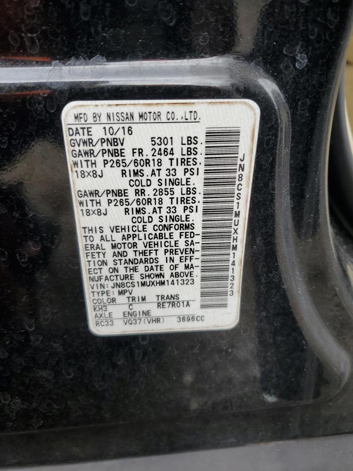 2017 Infiniti Qx70 VIN: JN8CS1MUXHM141323 Lot: 85071035