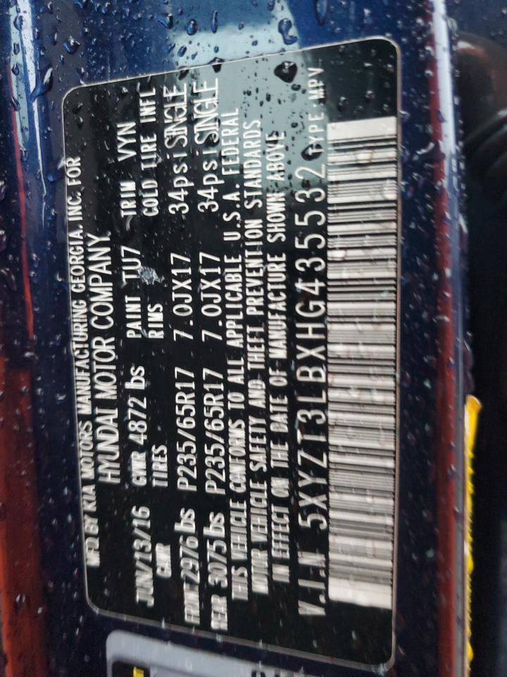 2017 Hyundai Santa Fe Sport VIN: 5XYZT3LBXHG435532 Lot: 85784075