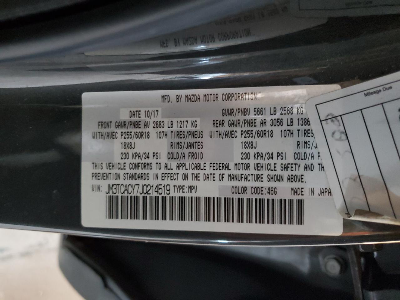 2018 Mazda Cx-9 Touring VIN: JM3TCACY7J0214519 Lot: 84632285