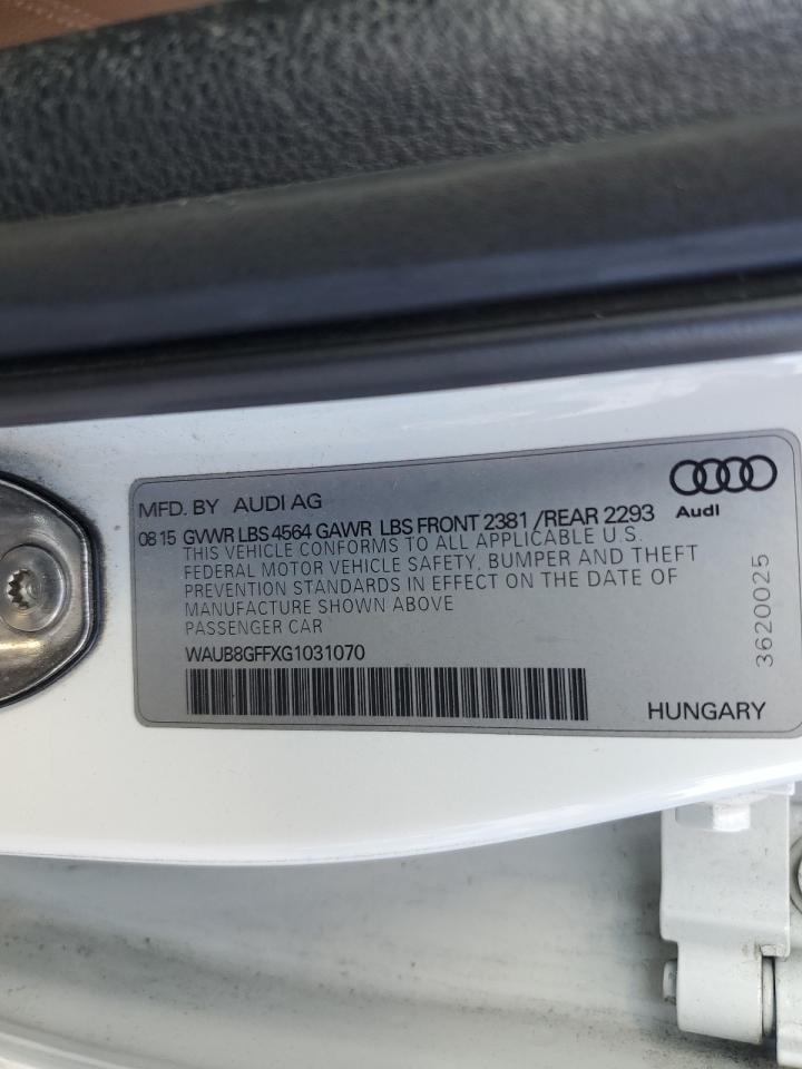 2016 Audi A3 Premium VIN: WAUB8GFFXG1031070 Lot: 83811985
