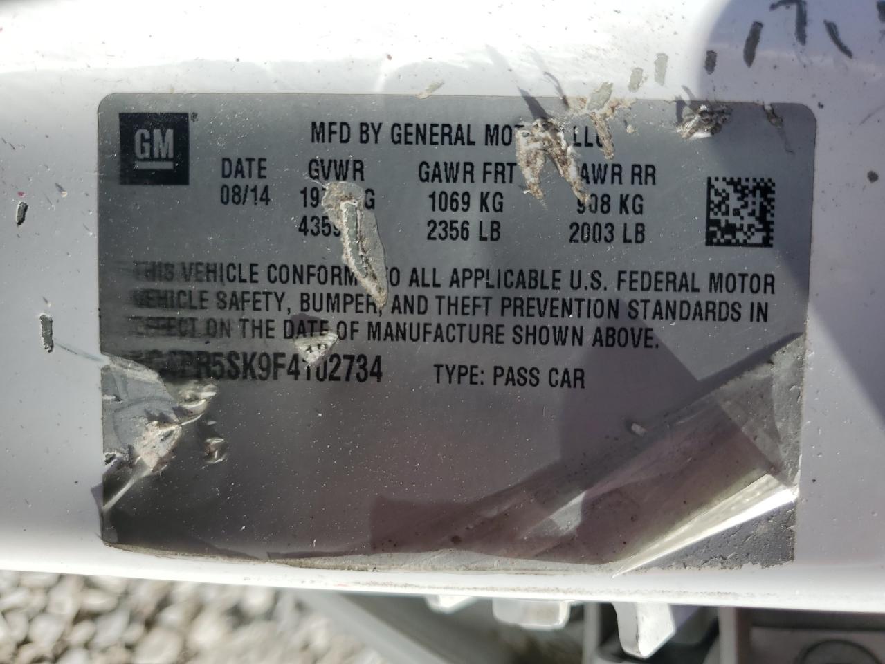 2015 Buick Verano Convenience VIN: 1G4PR5SK9F4102734 Lot: 86476895