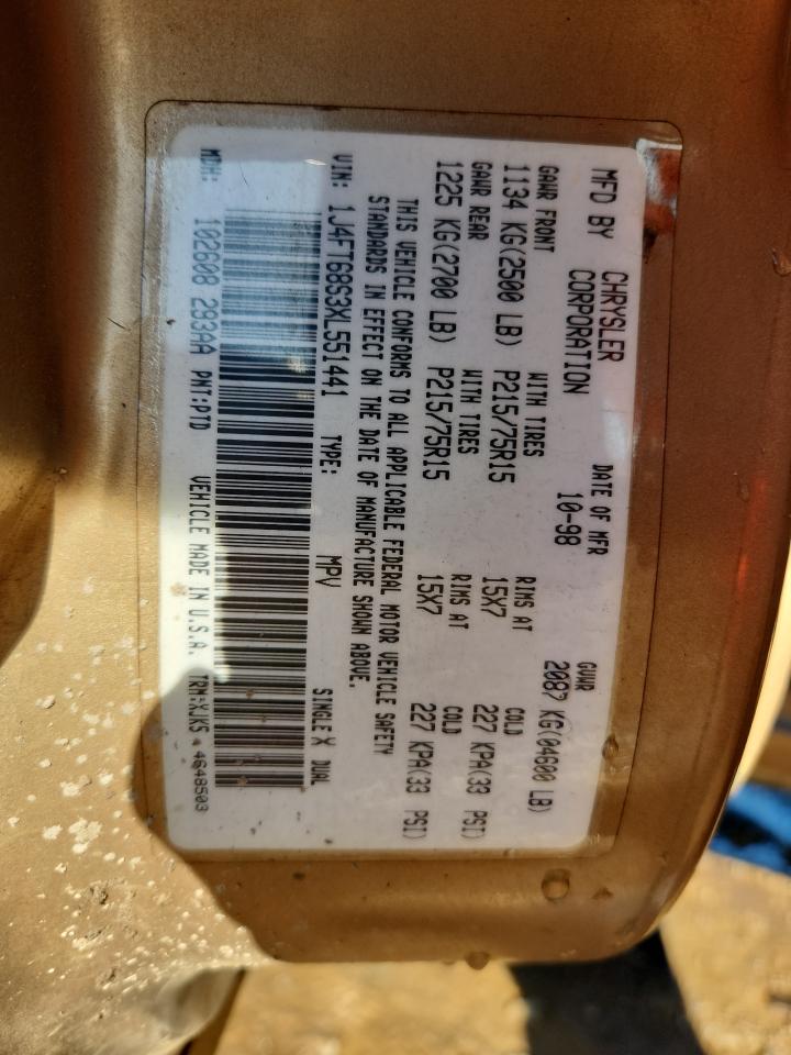 1999 Jeep Cherokee Sport VIN: 1J4FT68S3XL551441 Lot: 89741745