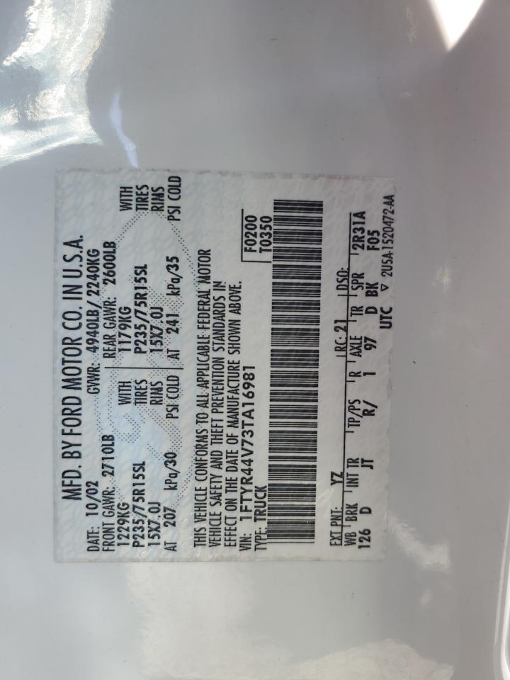 2003 Ford Ranger Super Cab VIN: 1FTYR44V73TA16981 Lot: 84778575