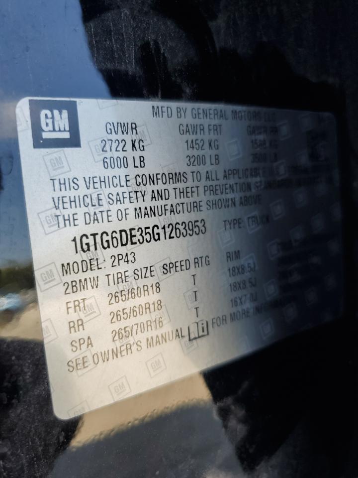 2016 GMC Canyon Slt VIN: 1GTG6DE35G1263953 Lot: 84970675