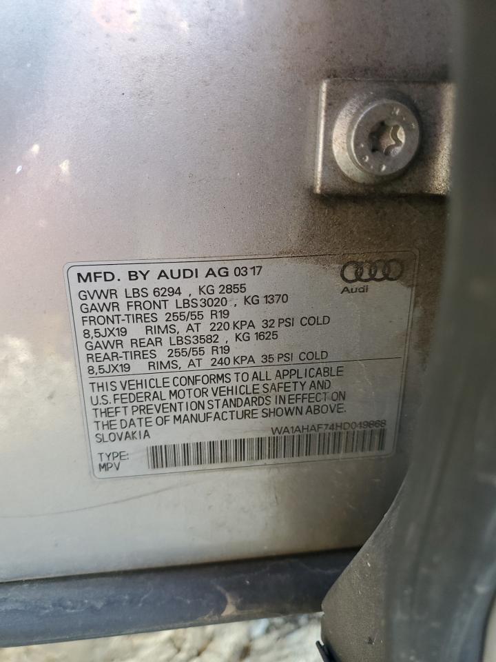 2017 Audi Q7 Premium VIN: WA1AHAF74HD049868 Lot: 86104865