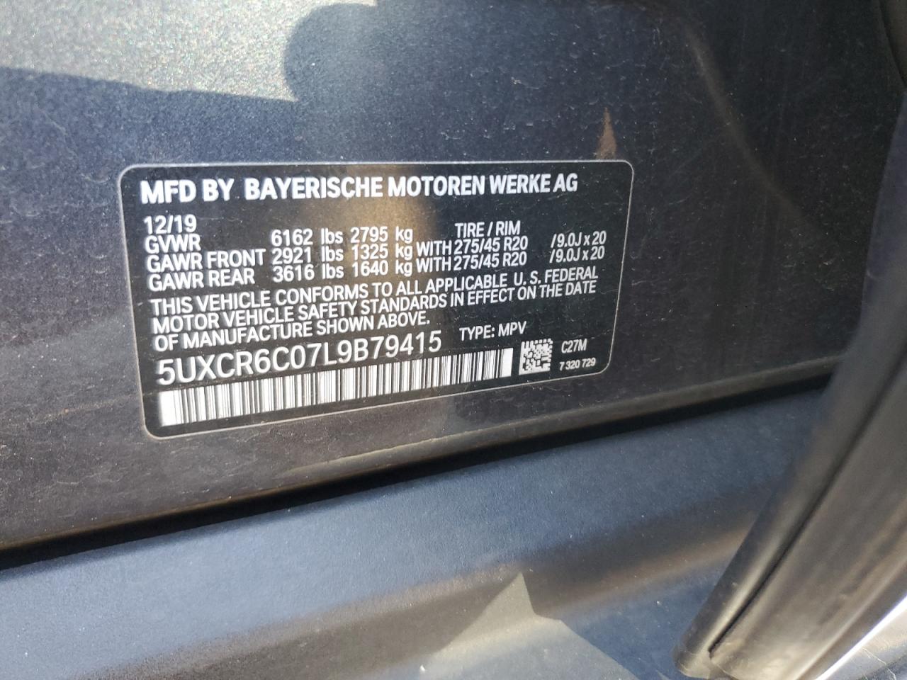 2020 BMW X5 xDrive40I VIN: 5UXCR6C07L9B79415 Lot: 84784105