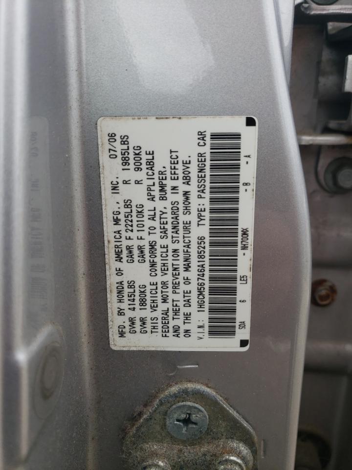 2006 Honda Accord Ex VIN: 1HGCM56746A185256 Lot: 85003565