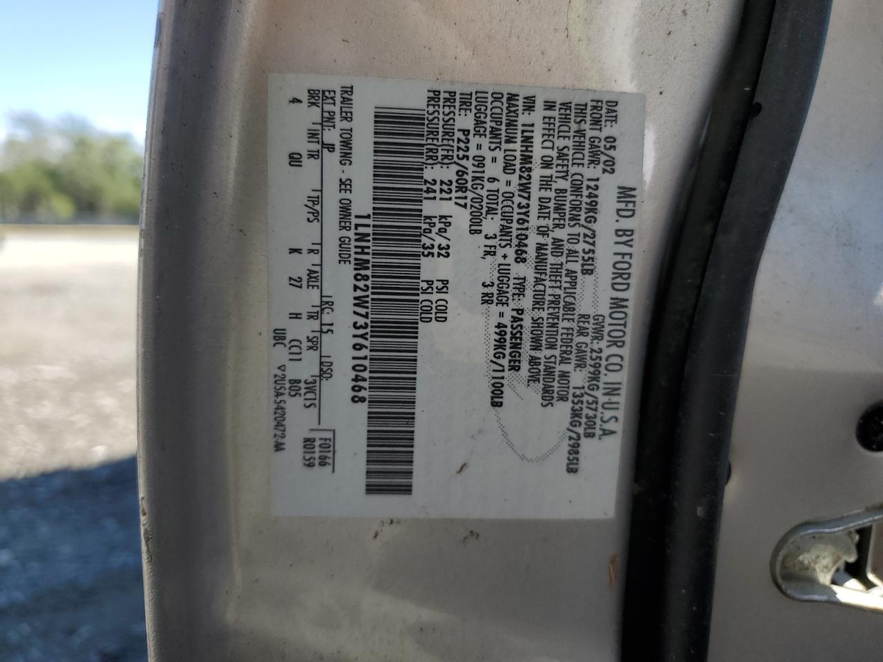 2003 Lincoln Town Car Signature VIN: 1LNHM82W73Y610468 Lot: 84739965