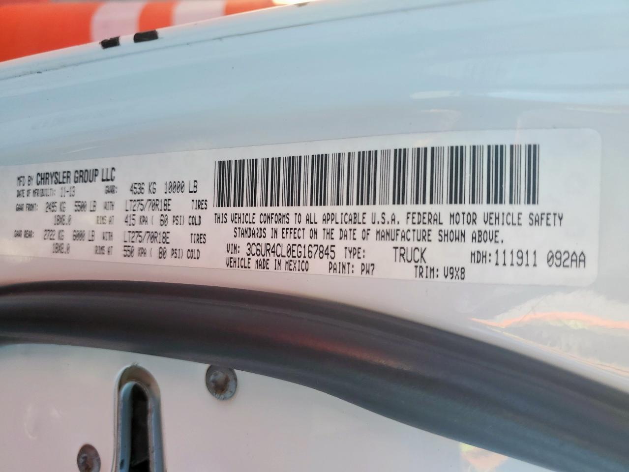 2014 Ram 2500 St VIN: 3C6UR4CL0EG167845 Lot: 87434115