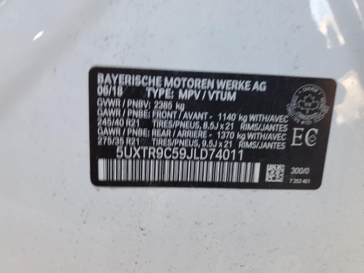 2018 BMW X3 xDrive30I VIN: 5UXTR9C59JLD74011 Lot: 85086335