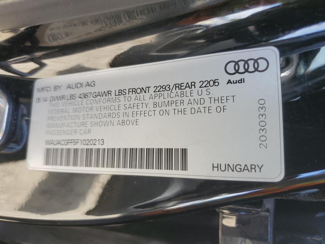2015 Audi A3 Premium VIN: WAUACGFF5F1020213 Lot: 84067145