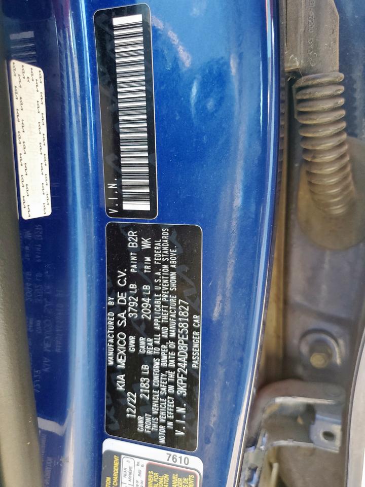 2023 Kia Forte Lx VIN: 3KPF24AD8PE581827 Lot: 82245485